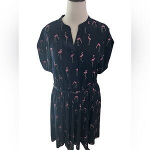 Charter Club Black Dress with Pink Flamingo Print